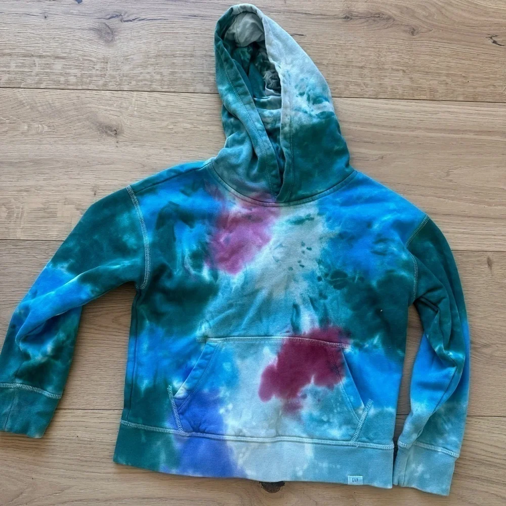 Gap KIDS Green & blue Tie-Dye hoodie sweater S 6/7
